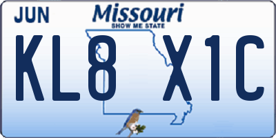 MO license plate KL8X1C