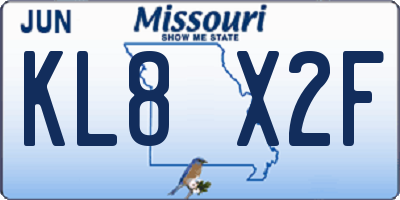 MO license plate KL8X2F