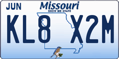 MO license plate KL8X2M