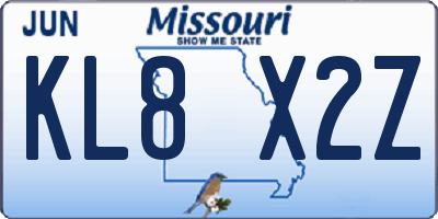MO license plate KL8X2Z