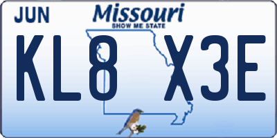 MO license plate KL8X3E