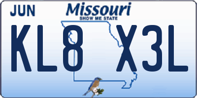 MO license plate KL8X3L