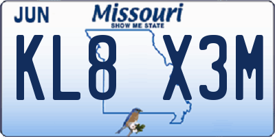 MO license plate KL8X3M