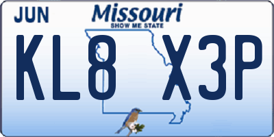MO license plate KL8X3P