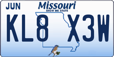 MO license plate KL8X3W