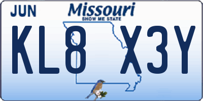 MO license plate KL8X3Y