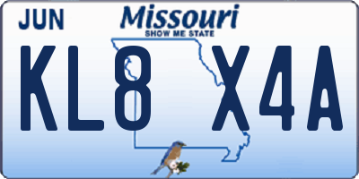 MO license plate KL8X4A