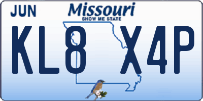 MO license plate KL8X4P