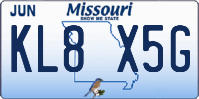 MO license plate KL8X5G