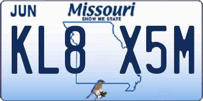 MO license plate KL8X5M