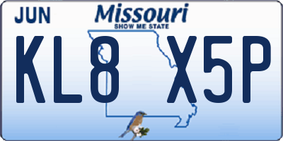 MO license plate KL8X5P