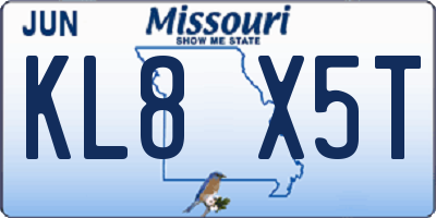 MO license plate KL8X5T