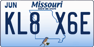 MO license plate KL8X6E