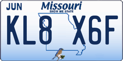 MO license plate KL8X6F