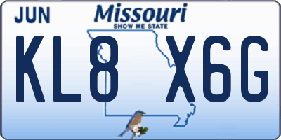 MO license plate KL8X6G