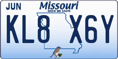 MO license plate KL8X6Y