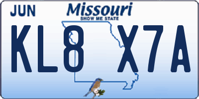 MO license plate KL8X7A