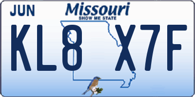 MO license plate KL8X7F