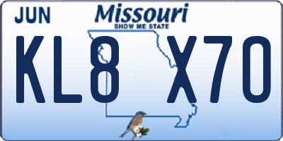 MO license plate KL8X7O