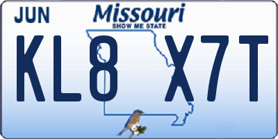 MO license plate KL8X7T