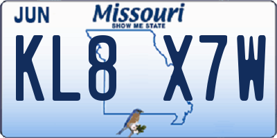 MO license plate KL8X7W