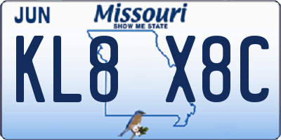 MO license plate KL8X8C