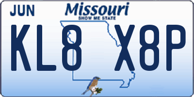 MO license plate KL8X8P