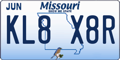 MO license plate KL8X8R