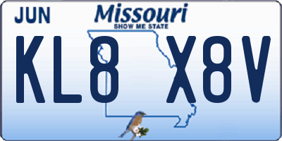 MO license plate KL8X8V