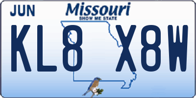 MO license plate KL8X8W