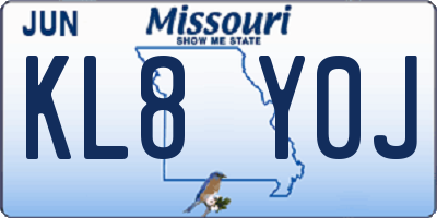 MO license plate KL8Y0J