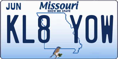 MO license plate KL8Y0W
