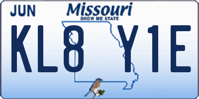 MO license plate KL8Y1E