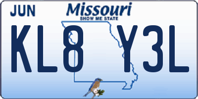 MO license plate KL8Y3L
