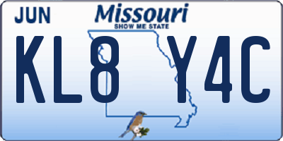 MO license plate KL8Y4C