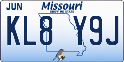MO license plate KL8Y9J