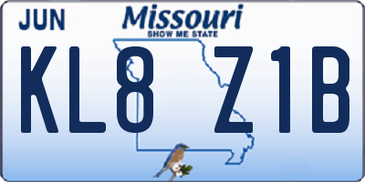 MO license plate KL8Z1B