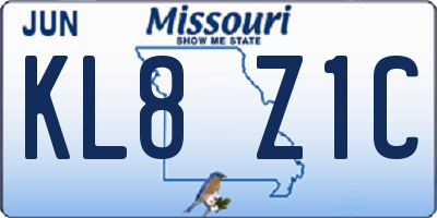 MO license plate KL8Z1C