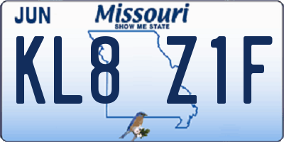 MO license plate KL8Z1F