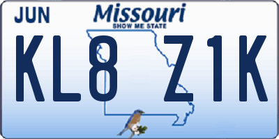 MO license plate KL8Z1K