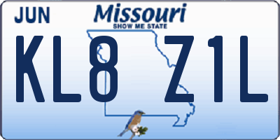 MO license plate KL8Z1L