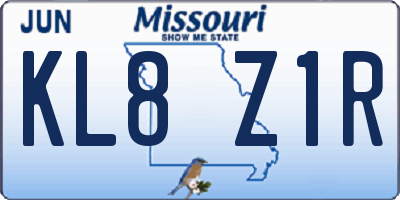 MO license plate KL8Z1R