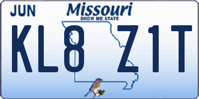 MO license plate KL8Z1T