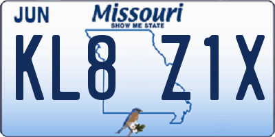 MO license plate KL8Z1X