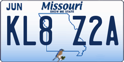 MO license plate KL8Z2A