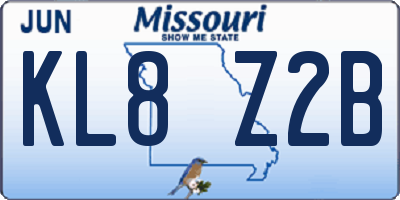 MO license plate KL8Z2B