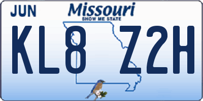 MO license plate KL8Z2H