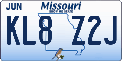 MO license plate KL8Z2J