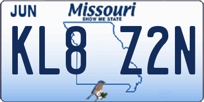 MO license plate KL8Z2N