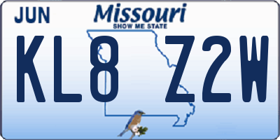 MO license plate KL8Z2W